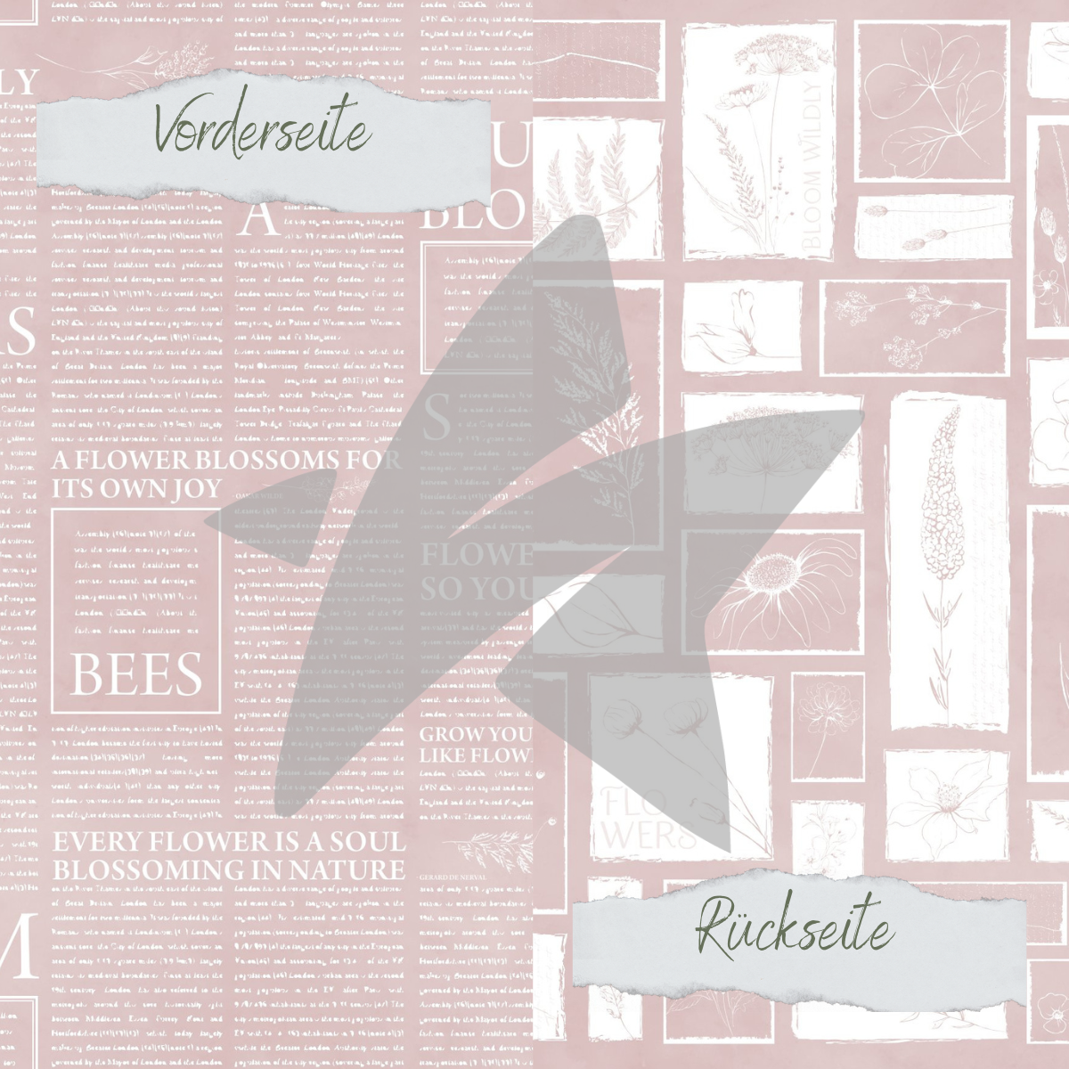 Design paper - Basic - Blush - Newspaper + Wildflowers - Printed on both sides