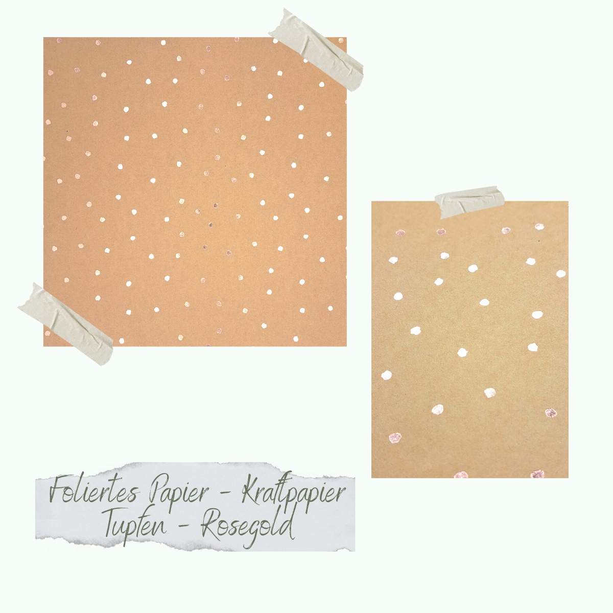 Foliertes Papier - Kraftpapier - Tupfen - Rosegold