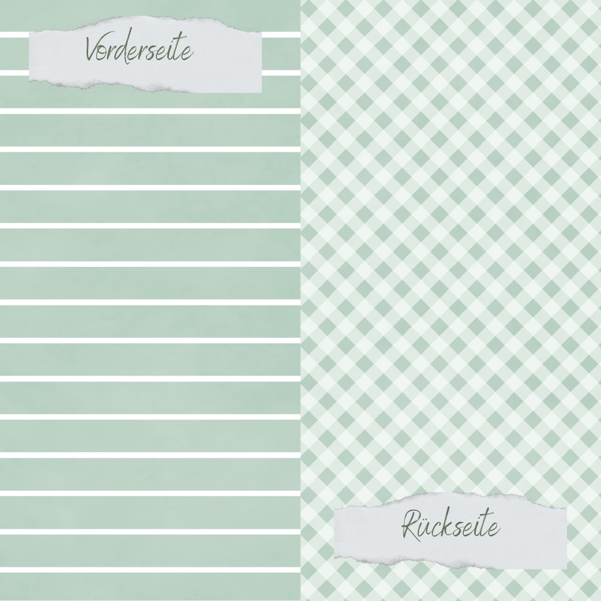 Designpapier - Basic - Vintage Mint - Breite Linien + Karos - Doppelseitig bedruckt