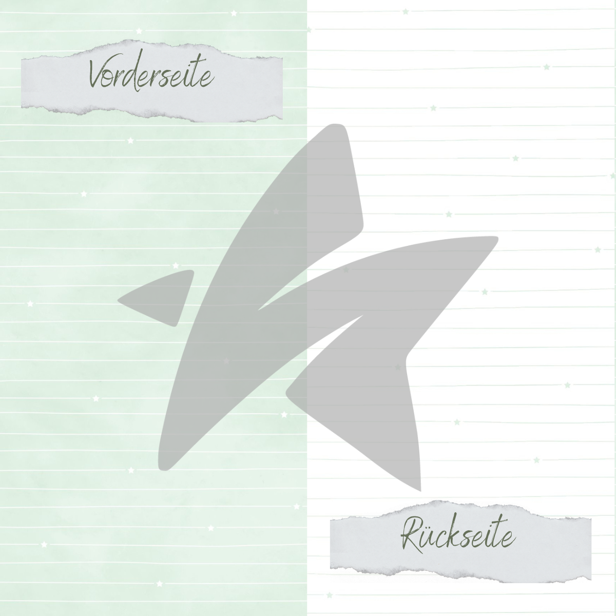 Designpapier - Basic - Babymint - Doodle Linien mit Sternchen - Doppelseitig bedruckt