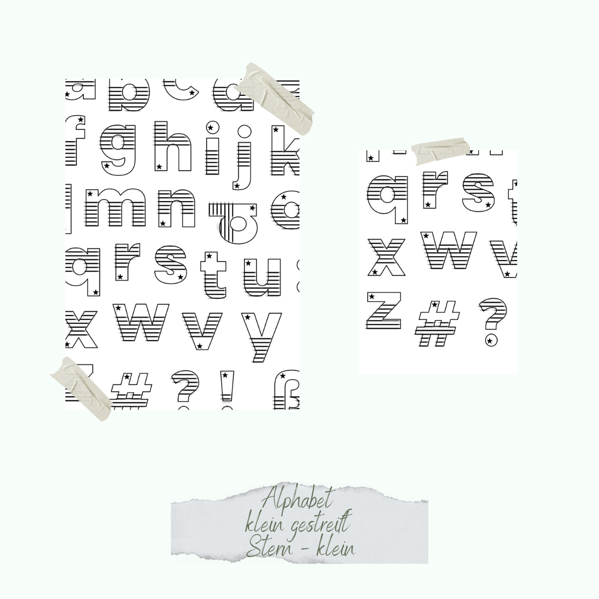 Stamp set - Color me - Alphabet - klein gestreift - Stern - klein