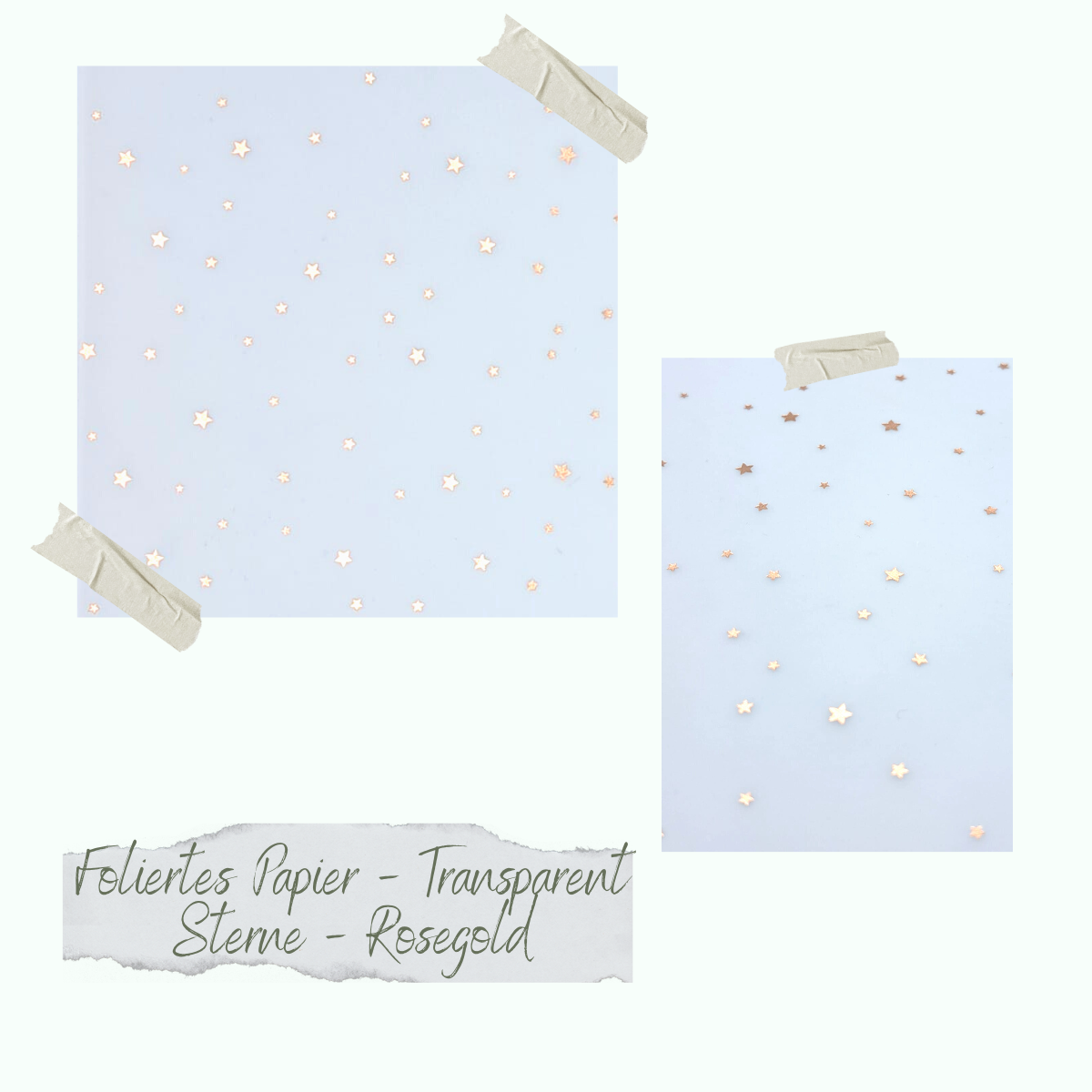 Foliertes Papier - Weiß - Sterne - Rosegold