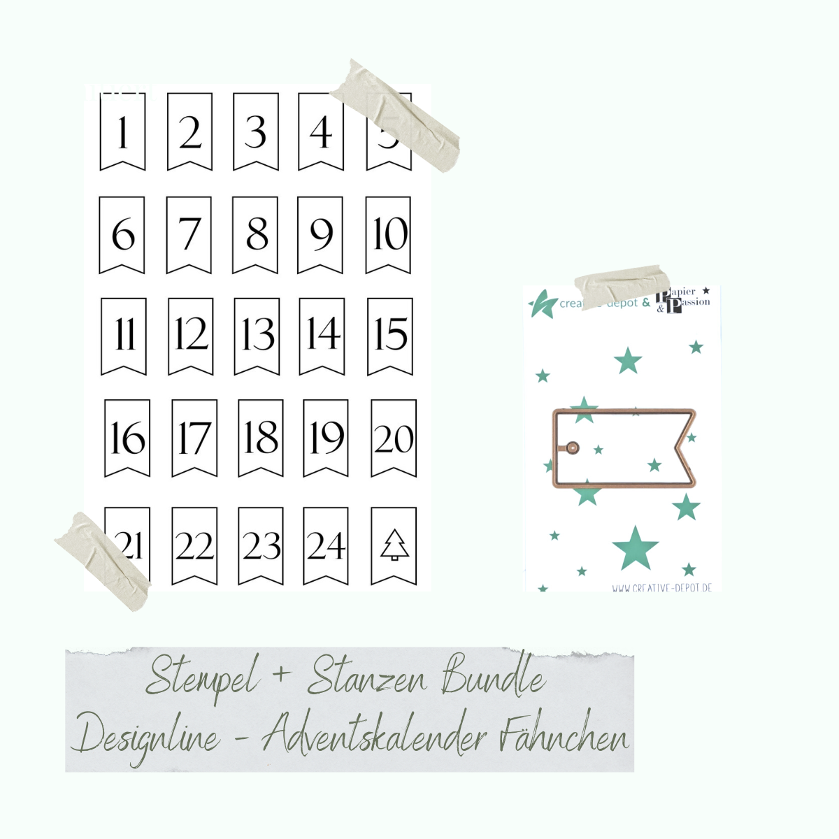 Bundle - Stamp set & dies - Designline - Adventskalender Fähnchen