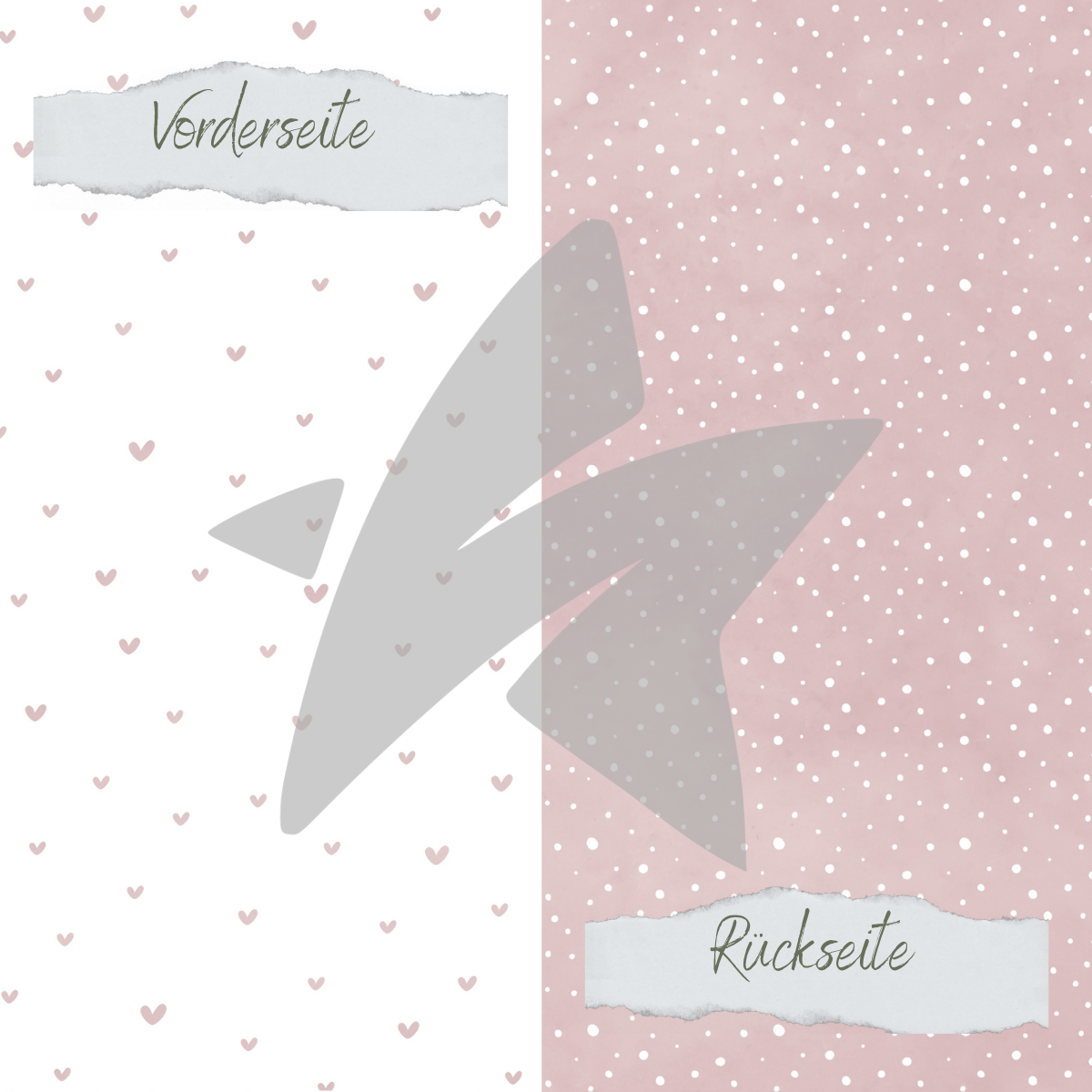 Designpapier - Basic - Blush - Doodle Herzen + Sprenkel - Doppelseitig bedruckt