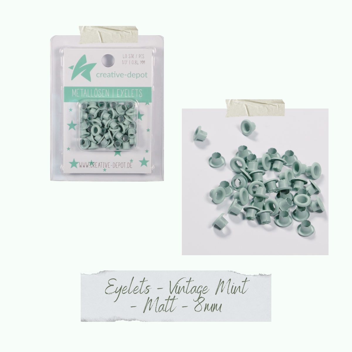 Eyelets - Vintage Mint - Matt - 8 mm