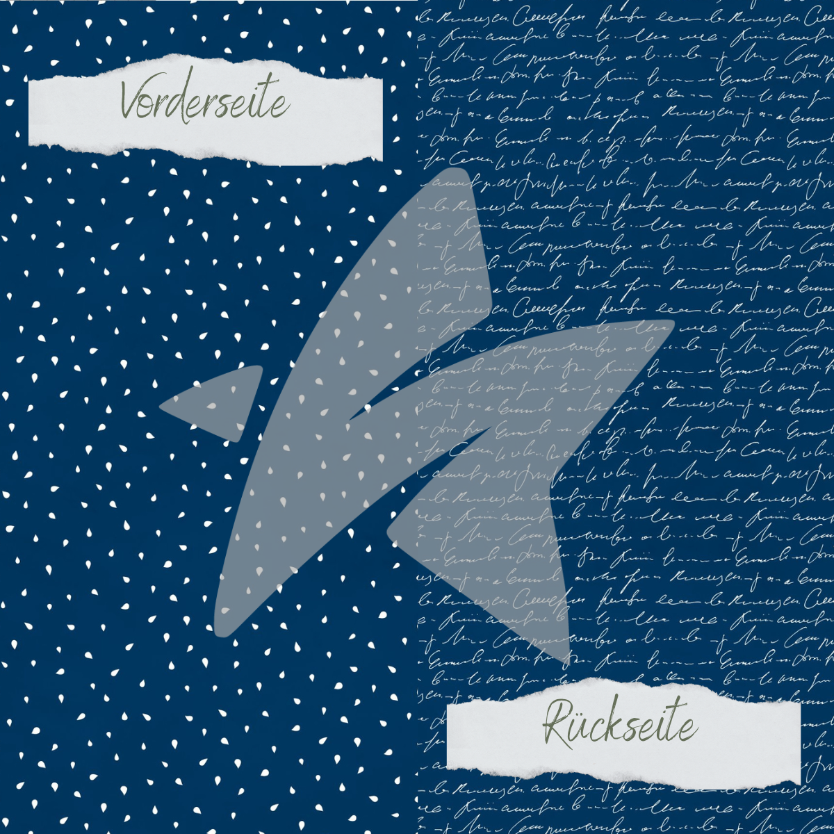 Designpapier - Basic - Marineblau - Apfelkernchen + Schrift - Doppelseitig bedruckt