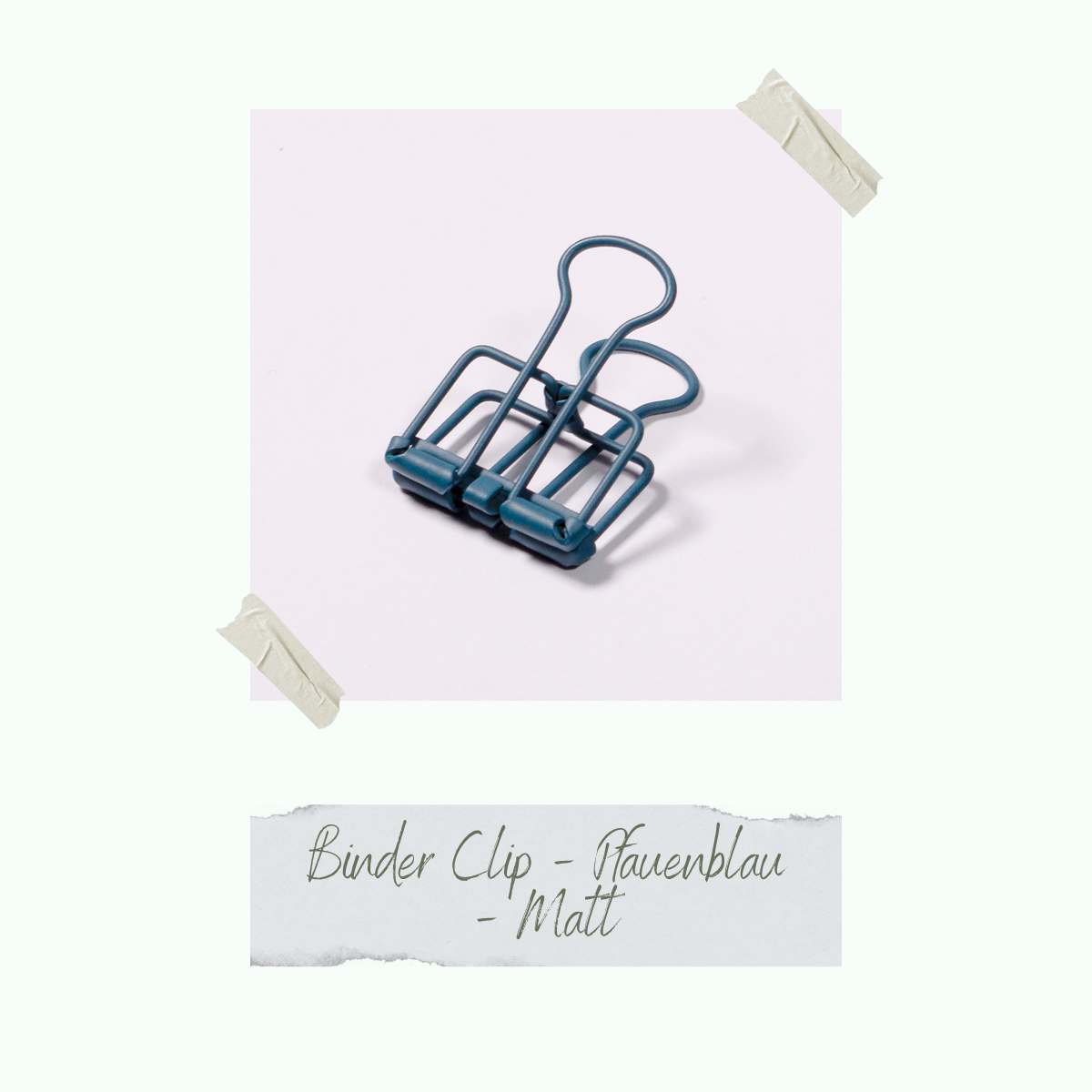 Binder Clip - Pfauenblau - Matt - 2,0 x 4,0 cm