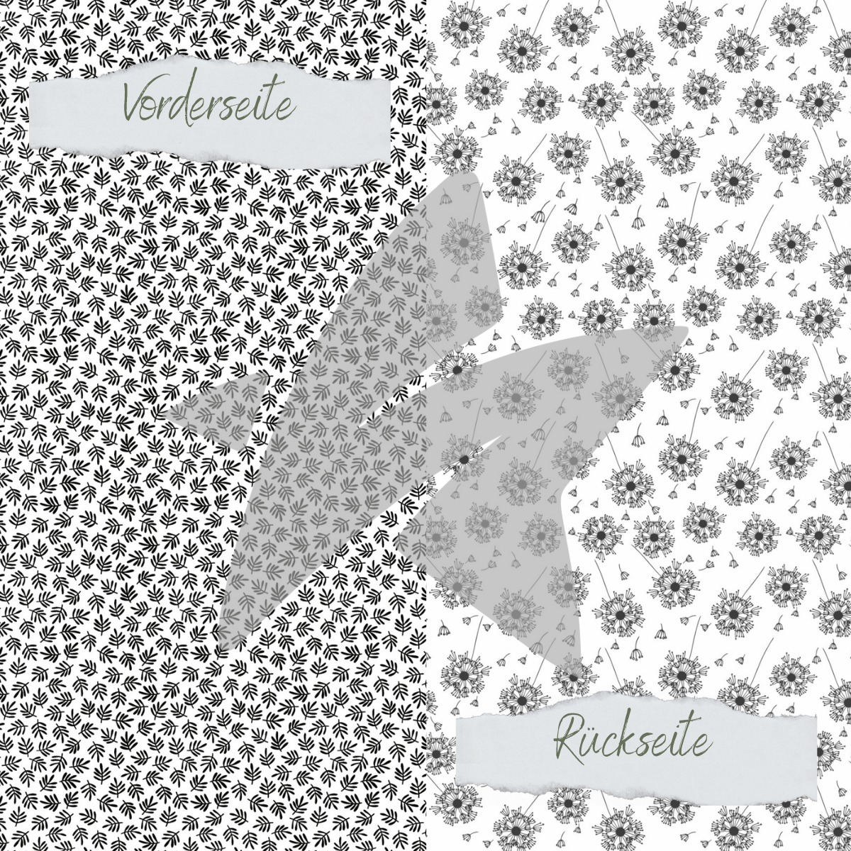 Design paper - Designline - Dandelion + Small leaves - Printed on both sides