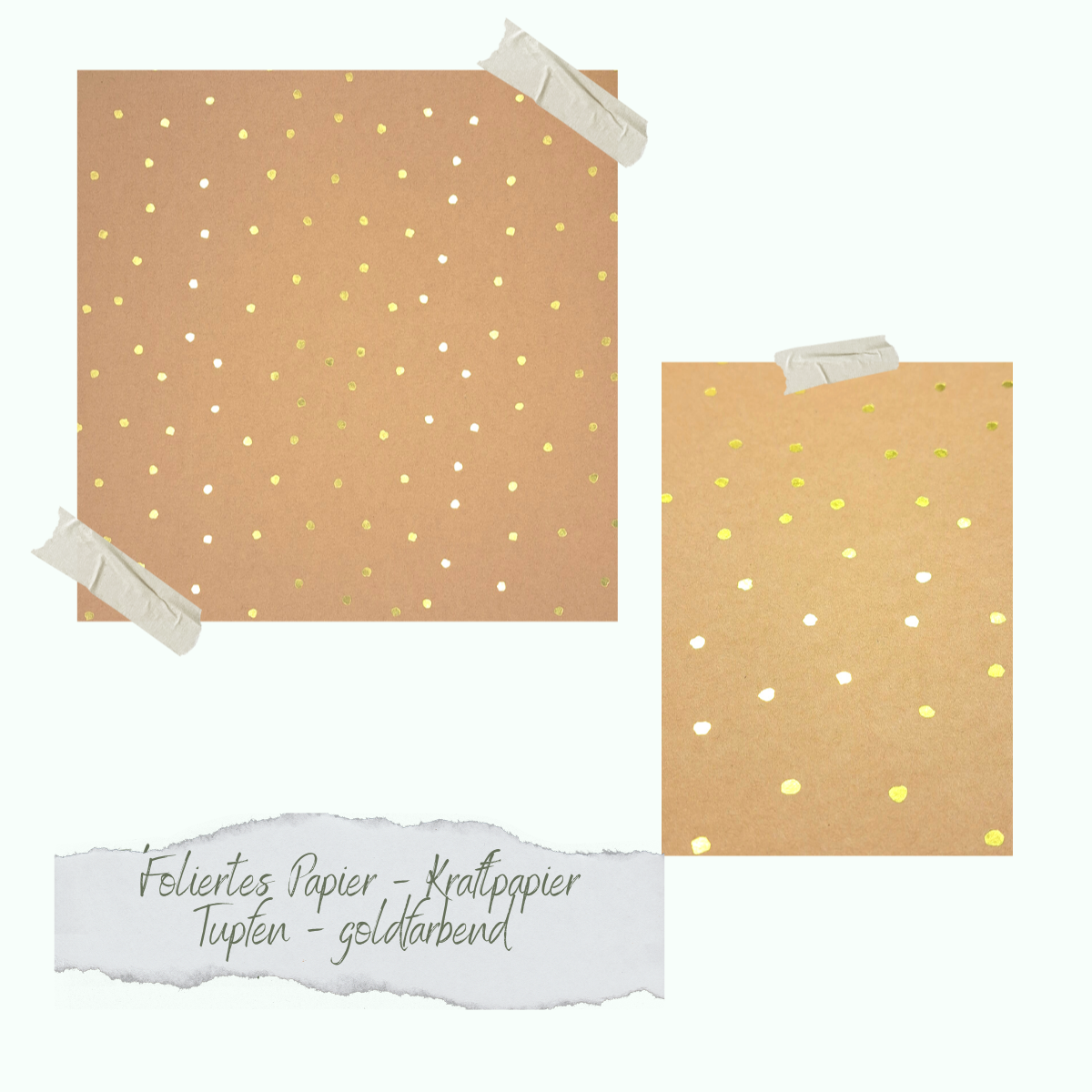 Foliertes Papier - Kraftpapier - Tupfen - goldfarbend