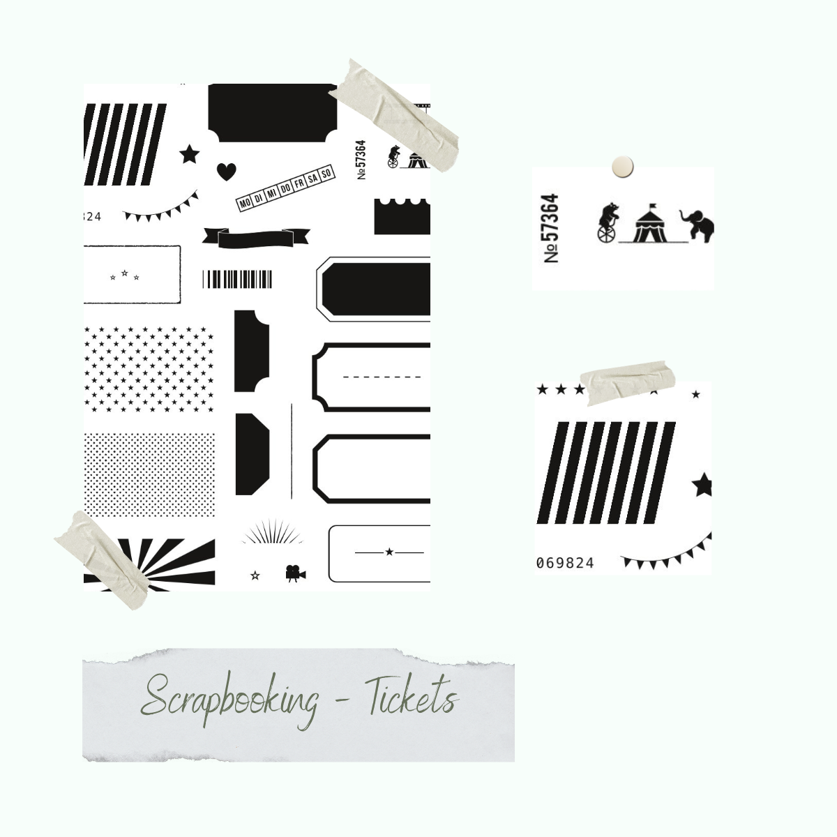 Stempelset Scrapbooking - Tickets