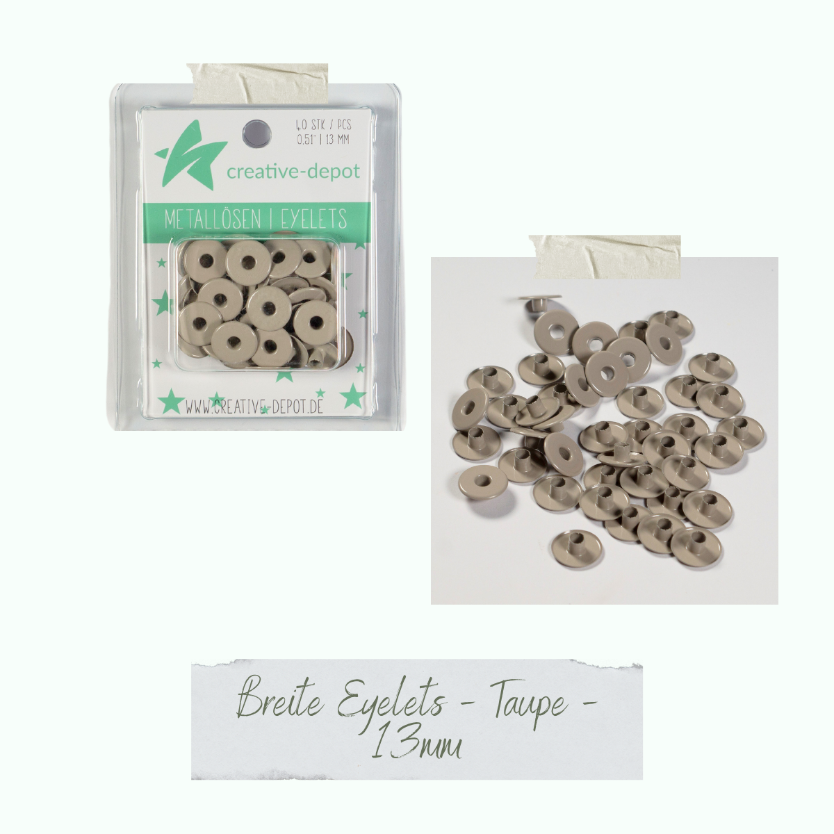 Breite Eyelets - Taupe - 13 mm