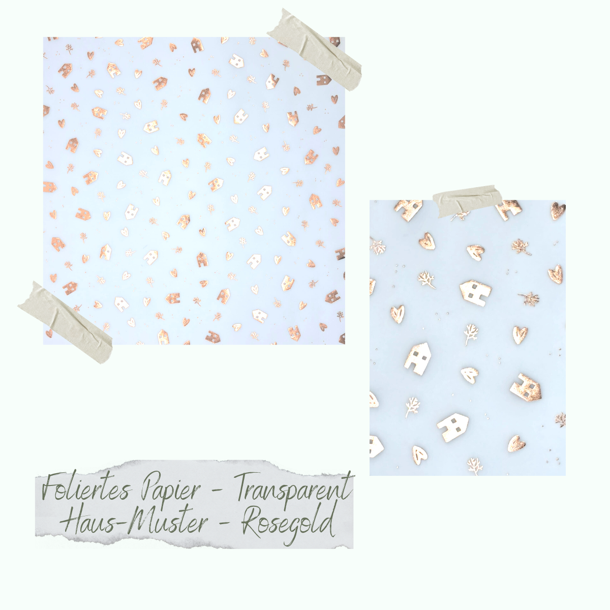 Foliertes Papier - Transparent - Haus-Muster - Rosegold