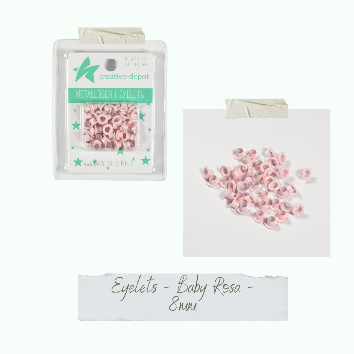 Eyelets - Baby Rosa - 8 mm