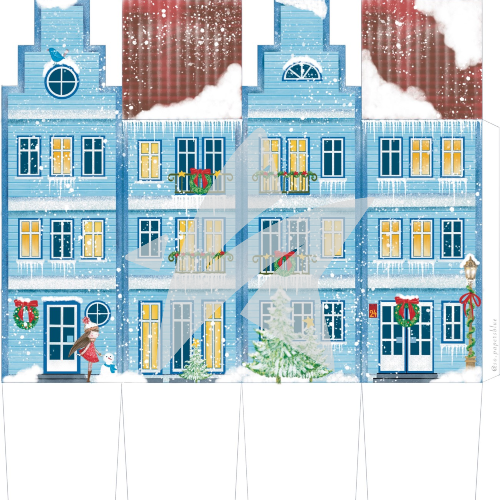 Design paper - Designline - Christmas House - Blue