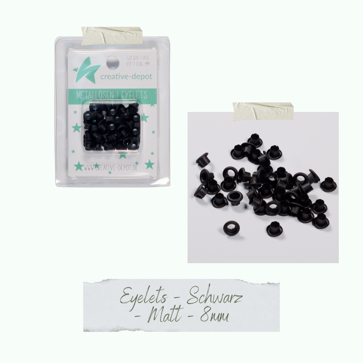 Eyelets - Schwarz - Matt  - 8 mm