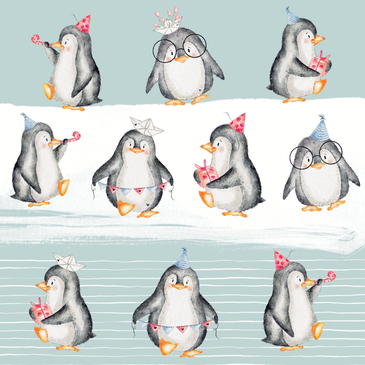 Designpapier - Designline - Pinguinparty - Mint