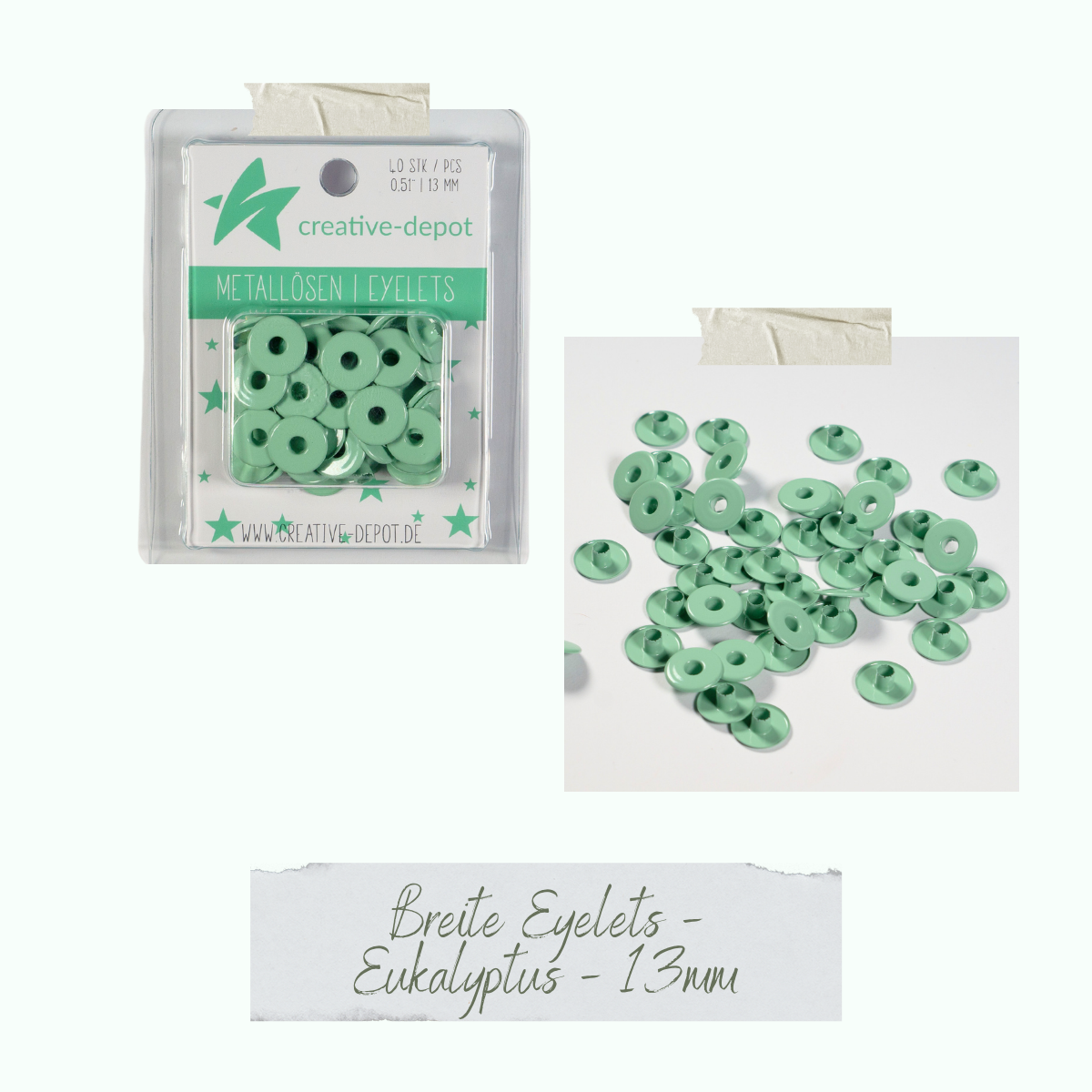 Breite Eyelets - Eukalyptus - 13 mm