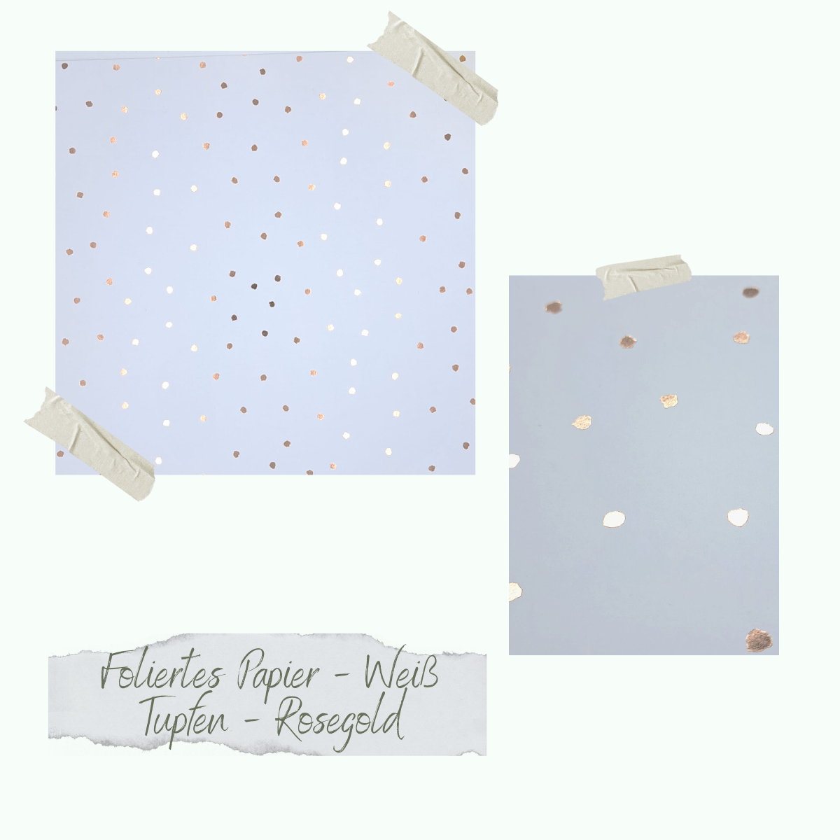 Foliertes Papier - Weiß - Tupfen - Rosegold