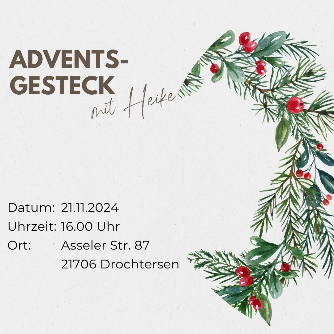 Adventskranz Workshop 21.11.2024 um 16.00 Uhr