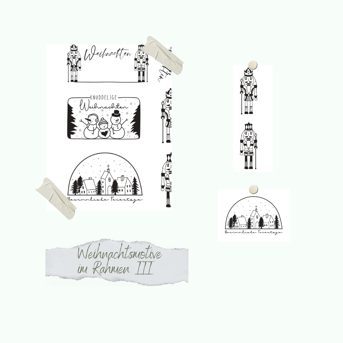 Stamp set - Weihnachtsmotive im Rahmen III