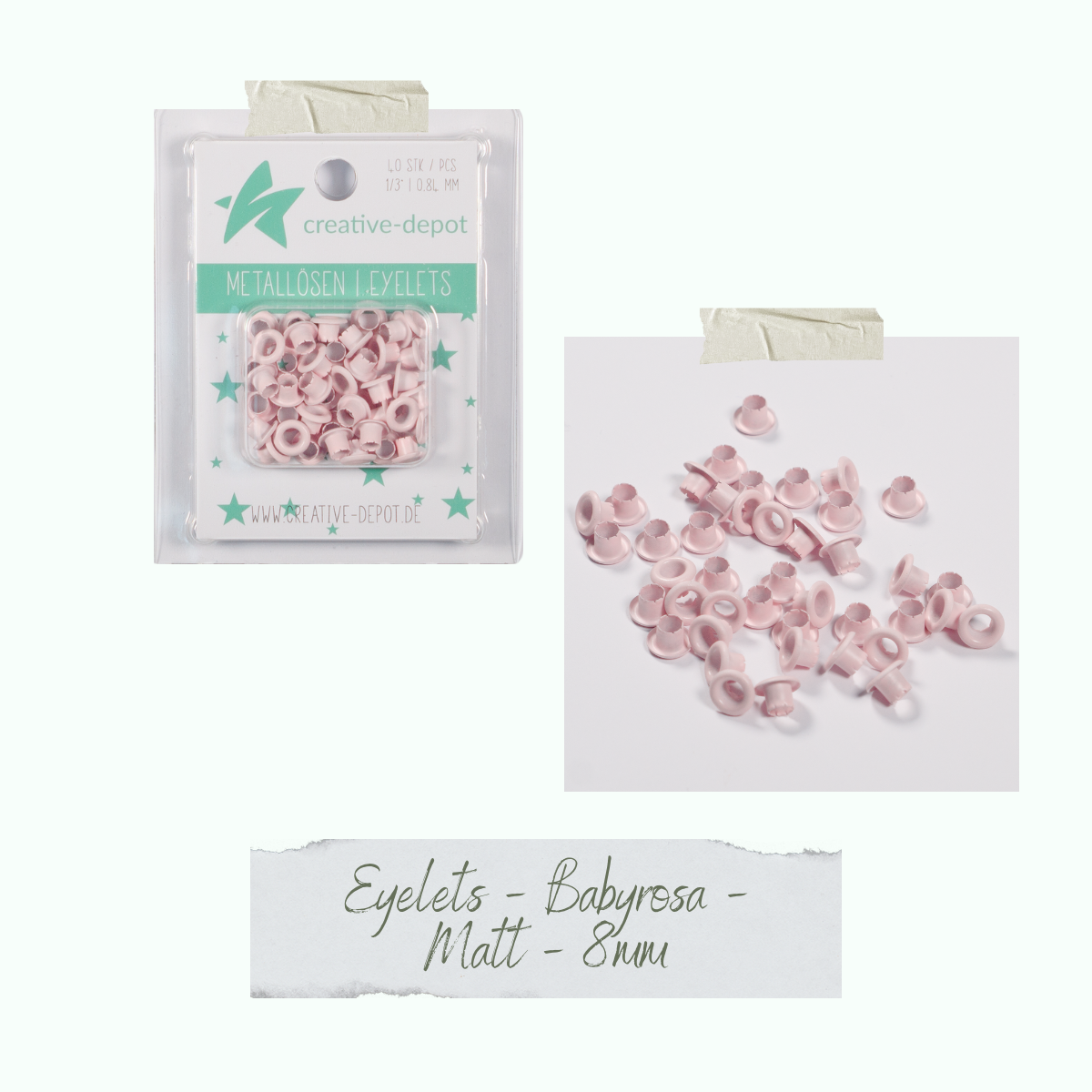 Eyelets - Baby Rosa - Matt - 8 mm