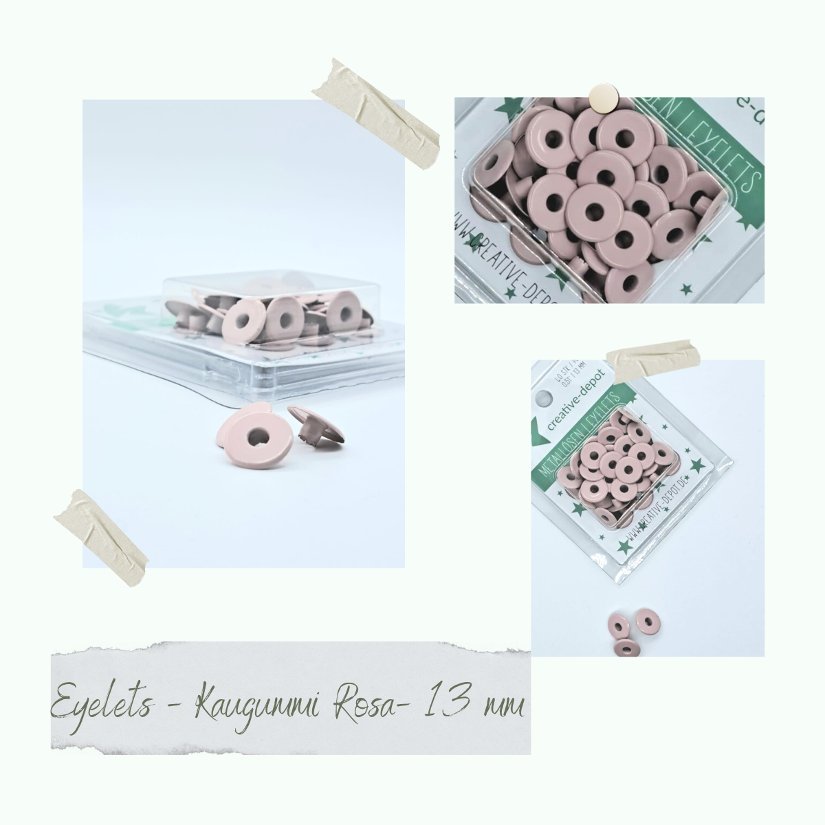 Breite Eyelets - Kaugummi Rosa - 13mm