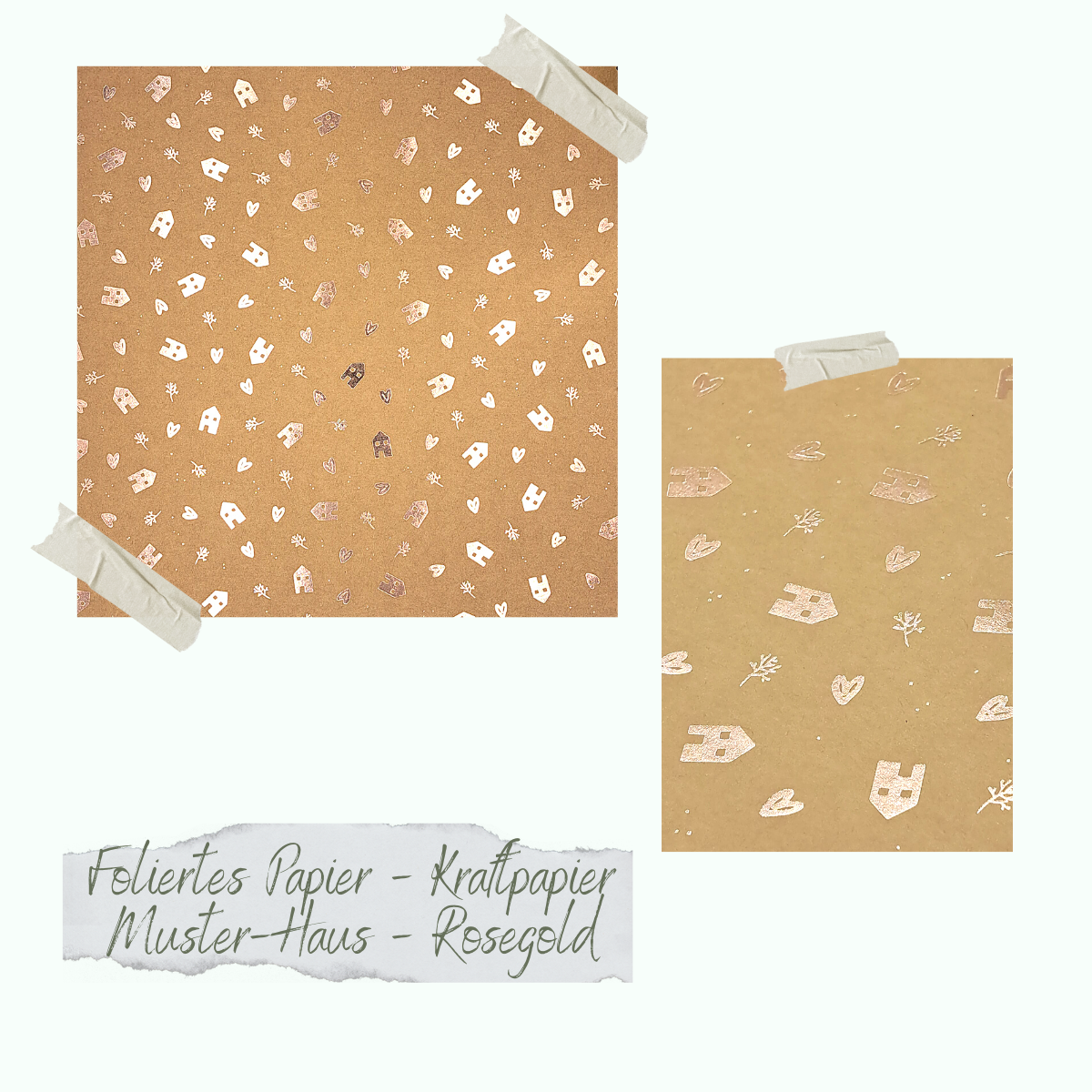 Foiled paper - Kraftpapier - Haus-Muster - Rosegold