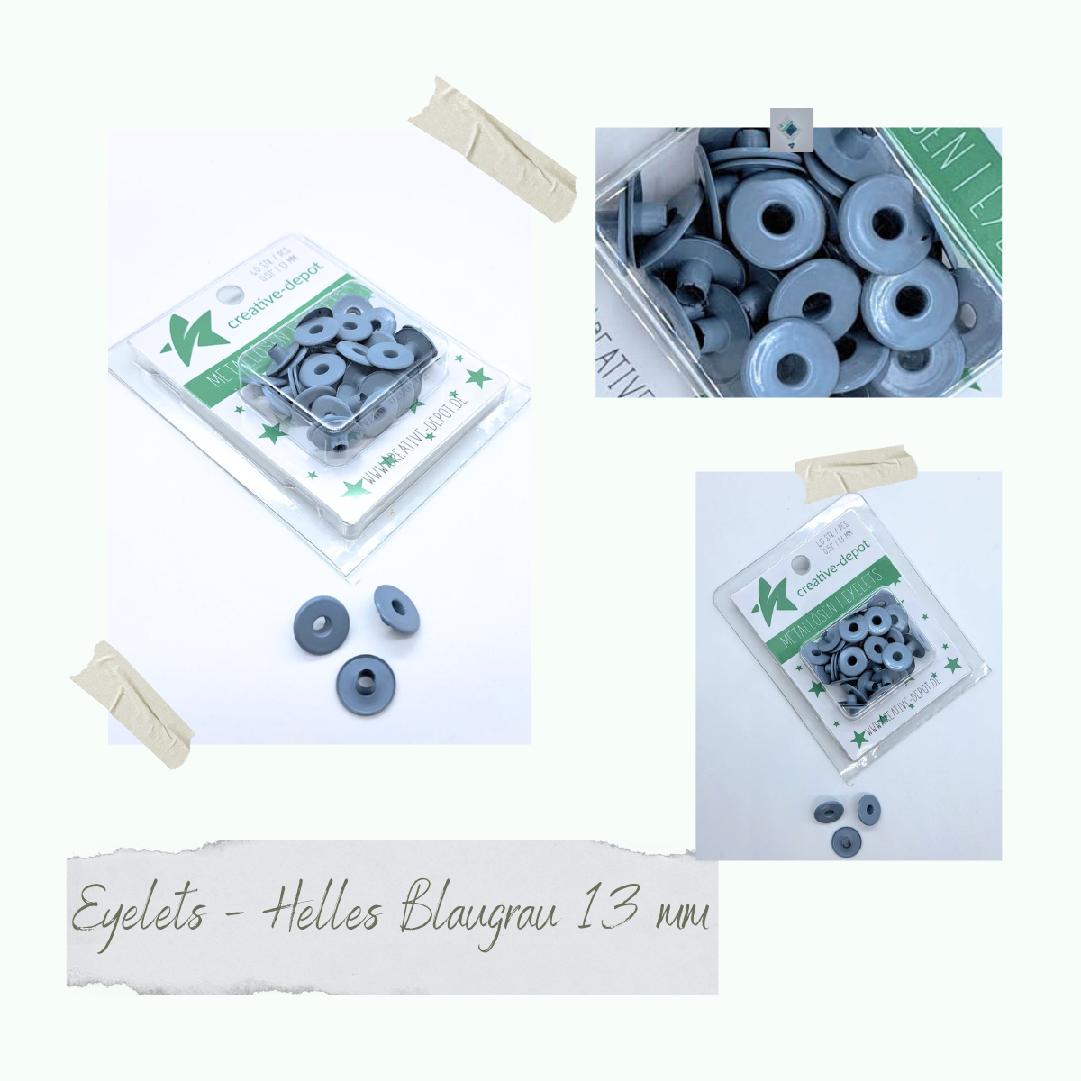 Breite Eyelets - Helles Blaugrau - 13mm