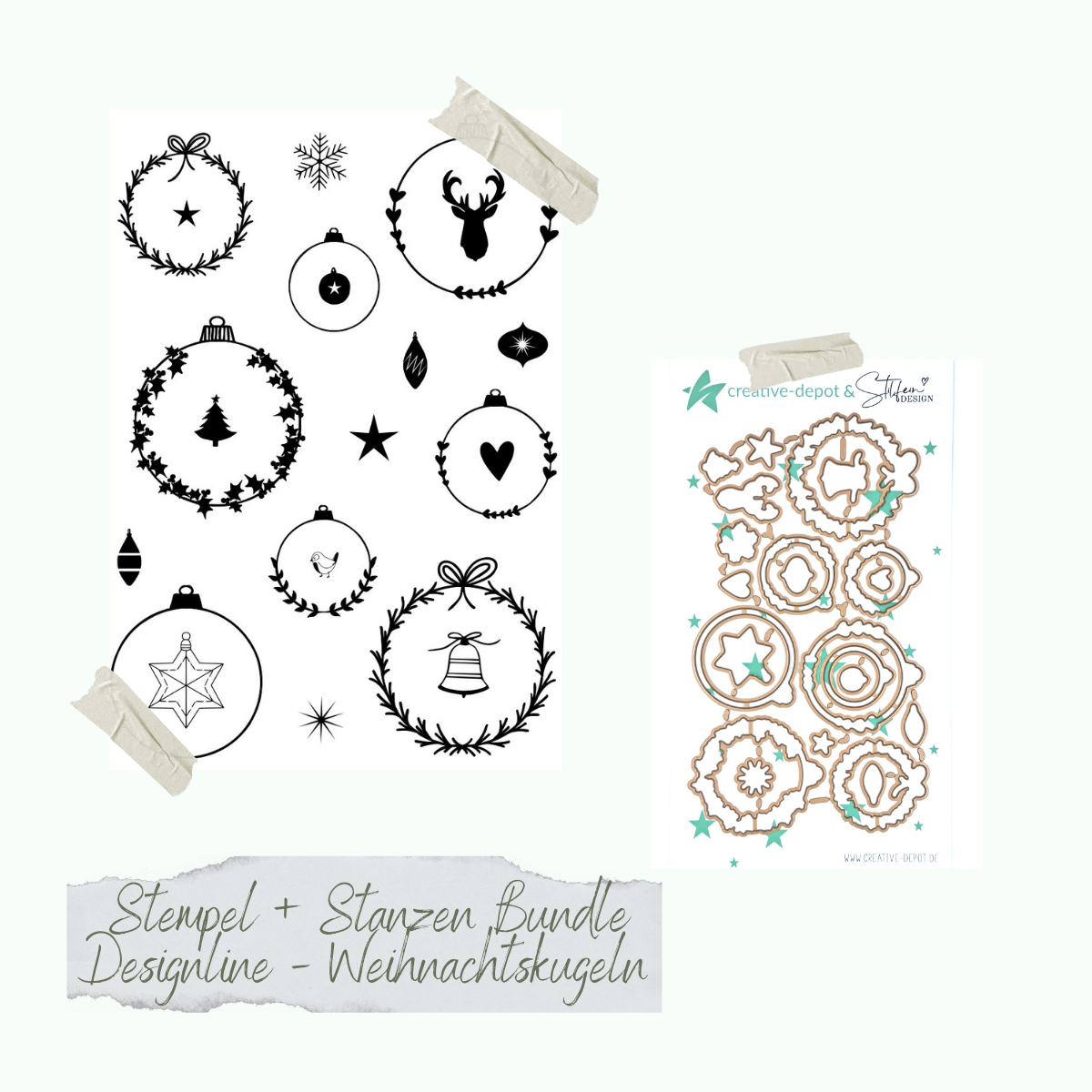 Bundle - Designline - Weihnachtskugeln - Stempelset & Stanzen