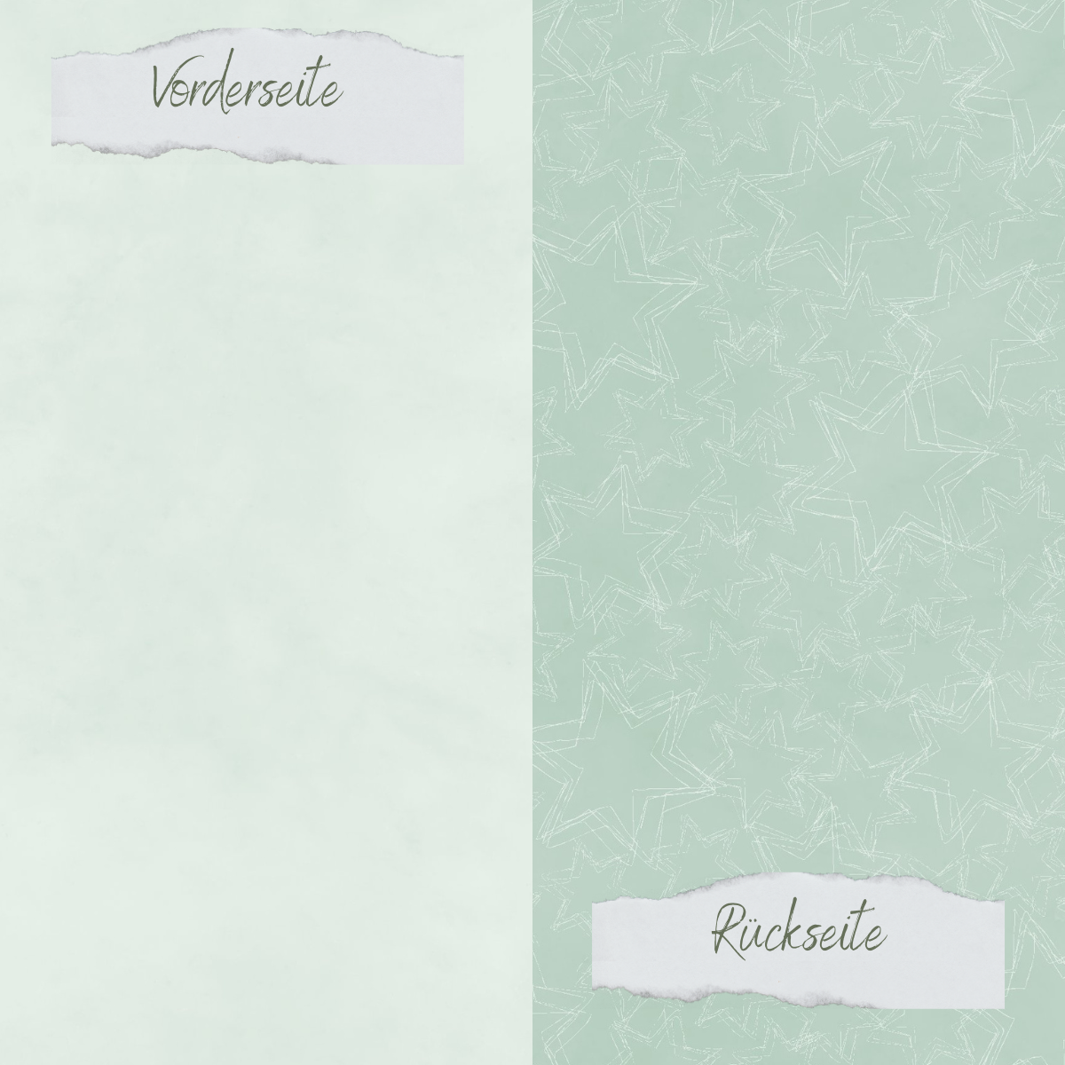 Papel de diseño - Basic - Vintage Mint - Doodle Sterne + Uni hell - Doppelseitig bedruckt