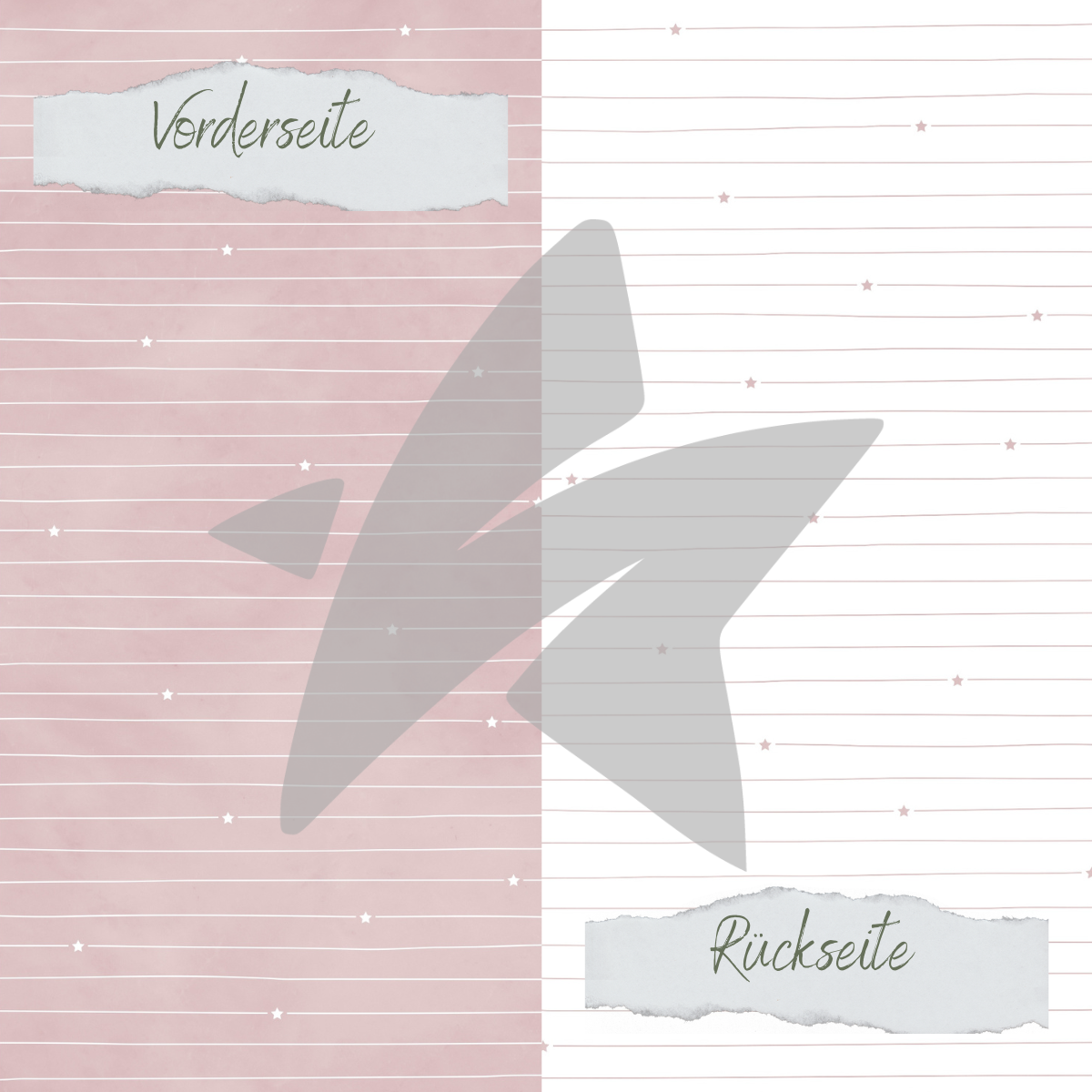 Papel de diseño - Basic - Blush - Doodle Linien mit Sternchen - Impreso por las dos caras