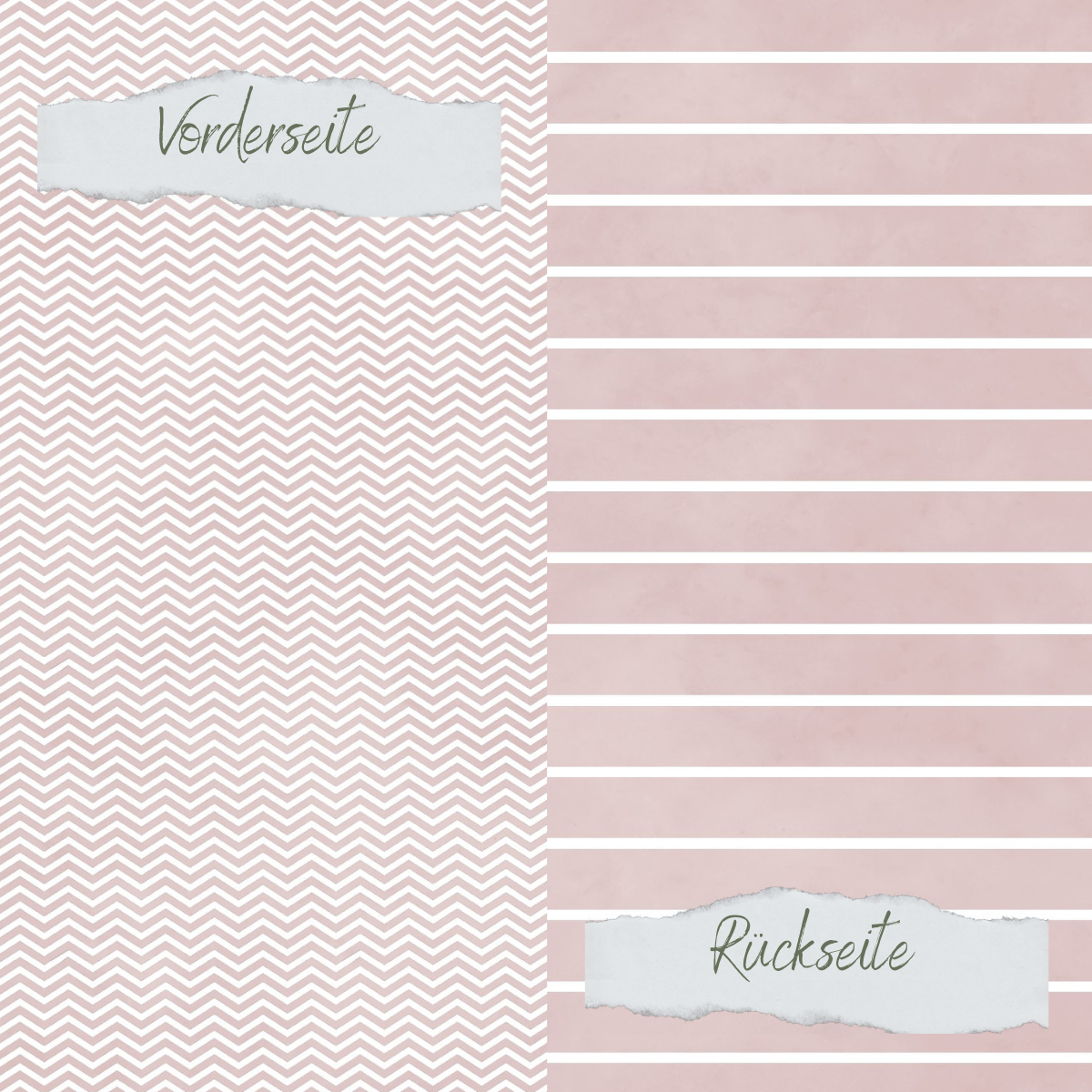 Designpapier - Basic - Blush - Breite Linien + Zickzack - Doppelseitig bedruckt