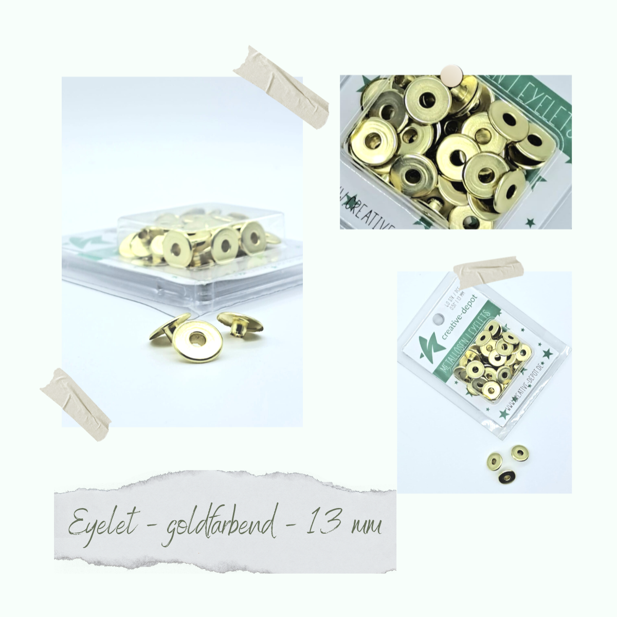 Breite Eyelets - goldfarbend - 13mm