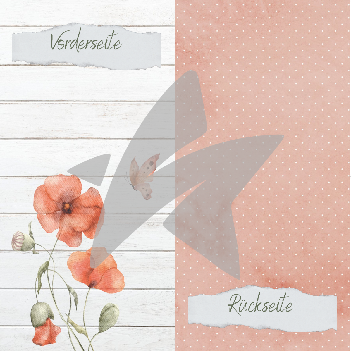 Designpapier - Wilde Blumen - Mohn - Beidseitig bedruckt