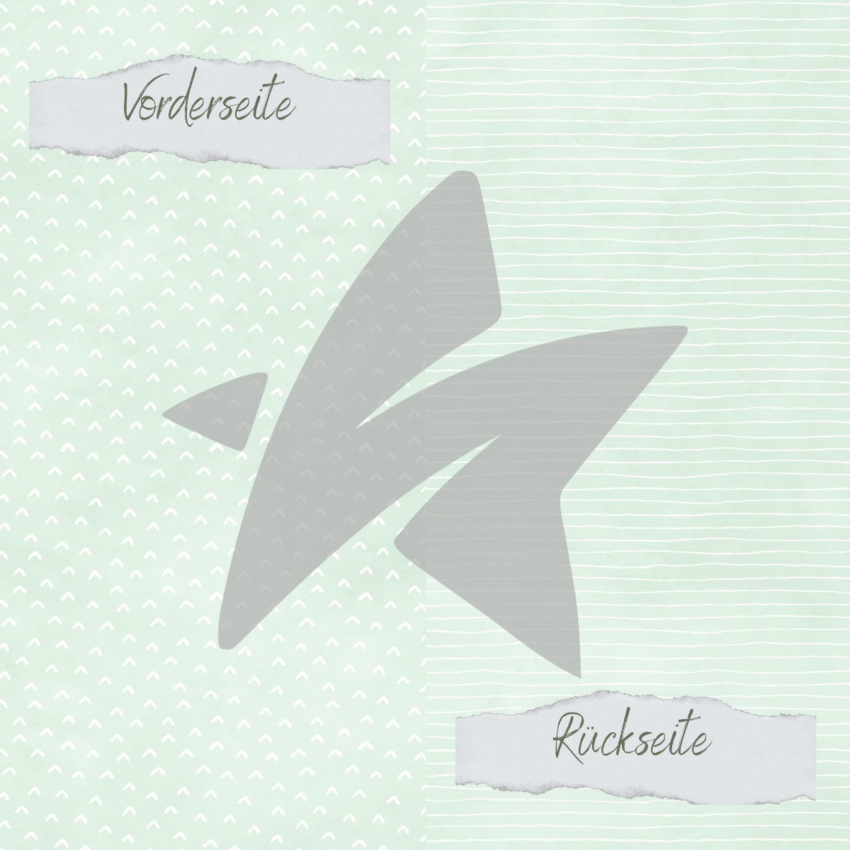 Designpapier - Basic - Babymint - Doodle Dächer + Streifen - Doppelseitig bedruckt