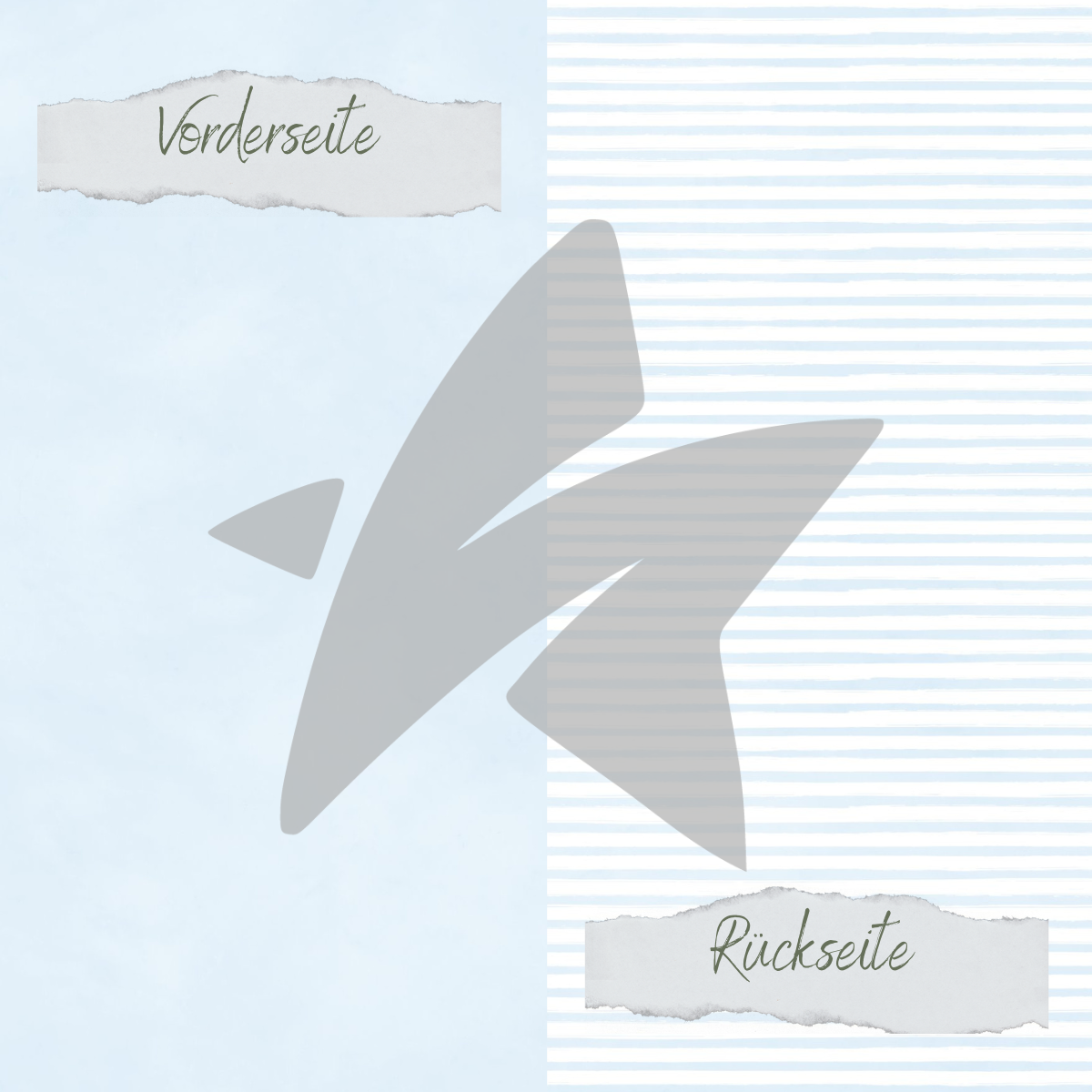 Designpapier - Basic - Baby Blau - Streifen + Uni - Doppelseitig bedruckt