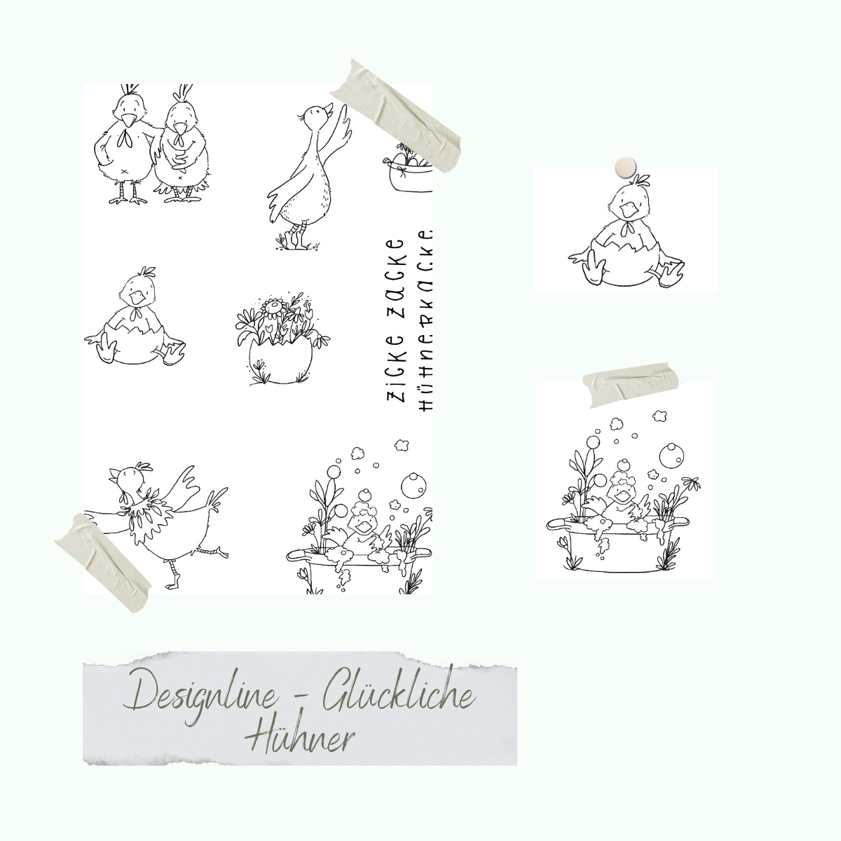 Stamp set - Designline - Glückliche Hühner